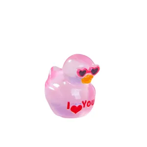 Cute Resin Duck Figurine Charms Valentine Day Love Heart Duck DIY Craft Miniature Ornaments Jewelry Accessories