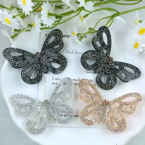DIY Rhinestone Mesh Butterfly Shoe Charms Hair Accessories Glitter Fabric Crystal Bow Hair Clips Craft Supplies