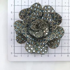 Toppa con fiore di rosa in strass di cristallo 3D per vestiti scarpe borsa accessori DIY