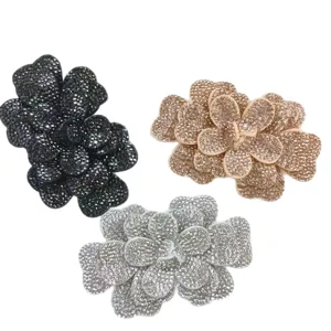 Rhinestone flower shoe clips sparkling crystal camellia garment DIY accessories set of three