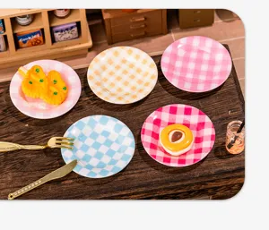 Set mini piatti quadretti casa bambole resina cibo giocattolo artigianale decorazione scrivania