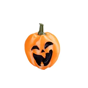 Halloween Resin Pumpkin Miniature Ornaments Funny Expression Pumpkin Charms DIY Craft Accessories Party Decor