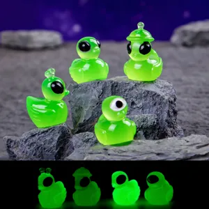 Leuchtende Alien Ente Harz Figur DIY Miniatur Kreative Ornament fuer Tischdekoration