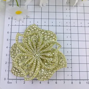 Toppa con fiori in strass scintillanti per decorazione di abbigliamento DIY, cristallo.