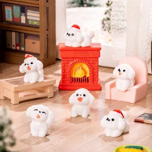 Noël miniature résine chiot figurines DIY maison de poupée décoration bureau mignon