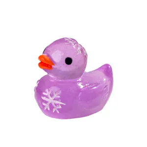Christmas Miniature Resin Snowflake Duck Ornaments Luminous Glow Cute Animal Figurine DIY Craft Micro Landscape Accessories