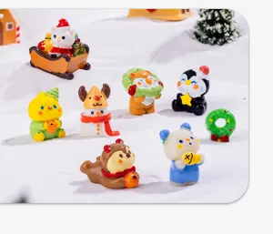 Christmas mini resin cartoon animal figurines desktop car ornament DIY festive holiday decor