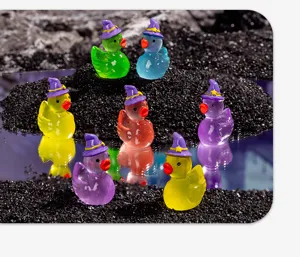 Miniatures de canard en résine chapeau de sorcier lumineux déco bureau DIY détail