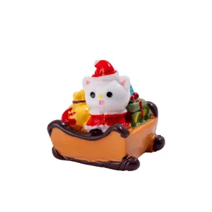 Christmas cartoon cat resin ornament desktop car decoration cute festive micro landscape