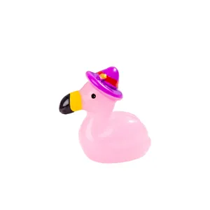 Figura Miniatura Fenicottero in Resina Cappello Magico Luminoso Accessori Artigianali DIY Micro Paesaggio