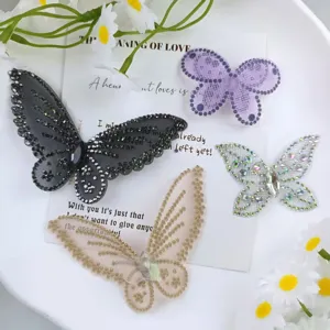 3D strass vlinder haarspelden mesh applicatie DIY trouwjurk kleding accessoires