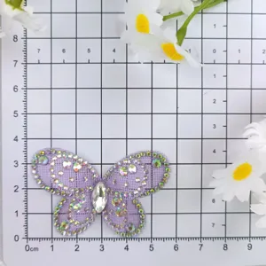 Paarse strass vlinder patch DIY kleding accessoire kristal kralen applicatie