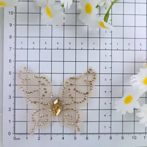 3D Strass Vlinder DIY Patch Glitter Mesh Applicatie voor Trouwjurk Haar Accessoires