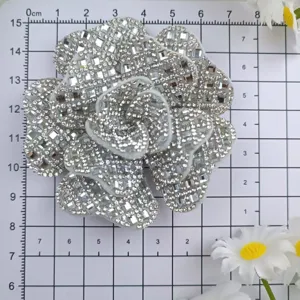 Sparkling rhinestone flower shoe charm crystal rose patch for DIY apparel decoration