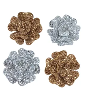 Rhinestone flower shoe charms sparkling crystal camellia patches for DIY bags apparel accessories