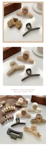 Brown plush hair claw clip large winter fluffy shark clip cute hair accessories for women