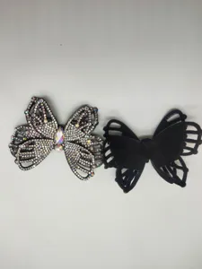 Butterfly rhinestone hair clip set, sparkling crystal hair accessories for DIY crafts and styling.