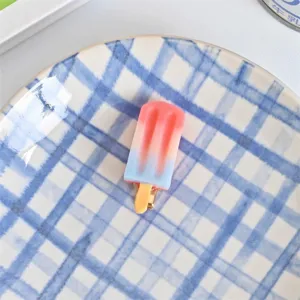 Joli pince à cheveux glace pour femmes et enfants, barrette colorée dégradée pour frange de style mignon.