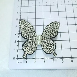 Patch papillon en strass pour décoration de vêtements DIY, applique en cristal étincelant.