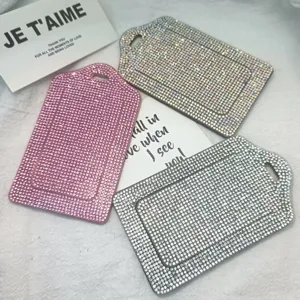 Bling rhinestone passport cover set, luxury sparkly PU leather luggage tag and card holder.