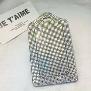 Bling rhinestone badge holder PU leather ID card protective case sparkling card cover design