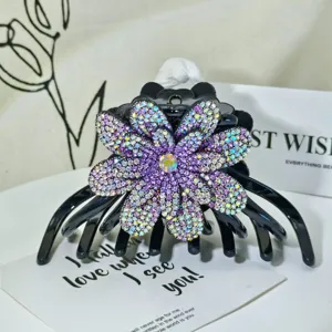 Grande Molla per Capelli Lusso Strass Accessori Capelli Pieno Cristallo Fiore Fermaglio per Donna