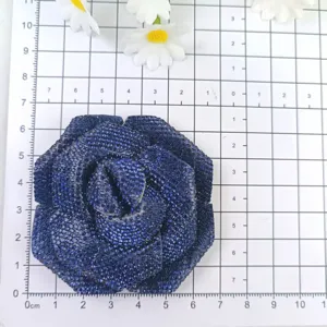 Rose strass bleu foncé charm chaussure 3D cristal fleur broche pince cheveux taille