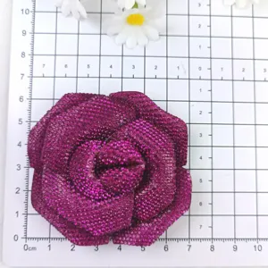 Brillante fleur de chaussure camélia en strass broche 3D accessoire de mode multicouche
