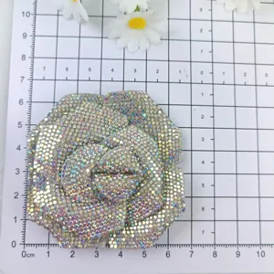Pince à chaussures broche fleur camélia strass scintillante accessoire chic