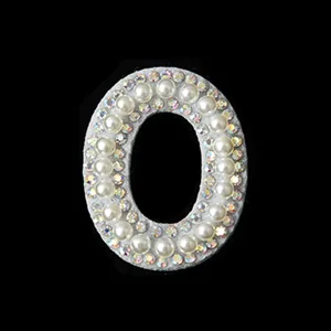 DIY Pearl Rhinestone Letter O Patch Hair Accessory Craft Embellishment Sparkly Applique