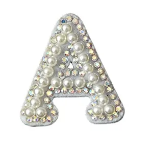 Pearl Rhinestone Letter A Patch DIY Hair Accessory Cute Alphabet Hair Decor Applique