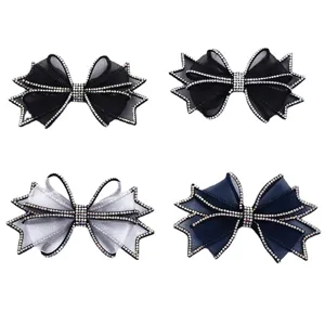 Multilayer mesh rhinestone bow hair clip elegant sparkling crystal hair accessory set