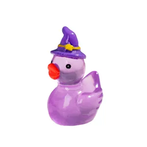 Ornement Artisanal en Résine de Petit Canard Chapeau Magique Lumineux Créatif Figurine Miniature de Bureau DIY Décor