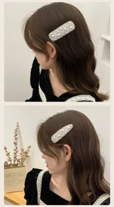 Korean style pearl rhinestone hairpin elegant side bangs clip sweet women hair accessories