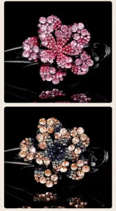 Crystal flower hair claw clip detail, elegant rhinestone hair accessories for women updo styling