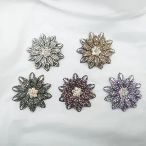 Strass Fleur Chaussure Sac Cheveux Accessoires 3D Multicouche Cristal Fleur Vêtement Garnitures Bricolage Décor