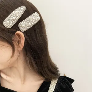 Korean style pearl rhinestone hair clip vintage side bangs clip sweet women simple hair accessory