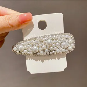 Korean style pearl rhinestone hair clip elegant sweet side clip elegant hair accessories for women