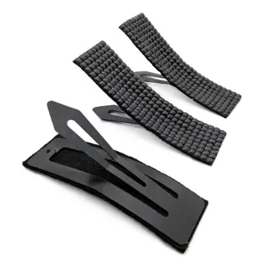 Black crystal snap hair clips minimalist geometric hair accessories for bangs and daily styling.