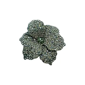 Clip de chaussure fleur strass gris minéral rétro vintage col mariage ceinture accessoire