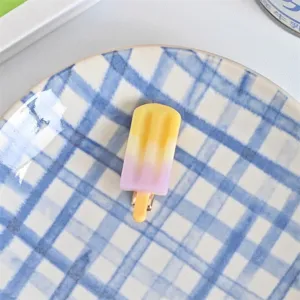 Jolie pince à cheveux glacée en dégradé pour femme, barrette colorée style mignon.
