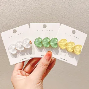 Cute Transparent Acrylic Heart Hair Clip Sweet Side Hairpin Bangs Clip Hair Accessories For Women Daily Hair Styling