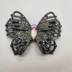 Black rhinestone butterfly hair clip craft accessory sparkling crystal sparkling brooch