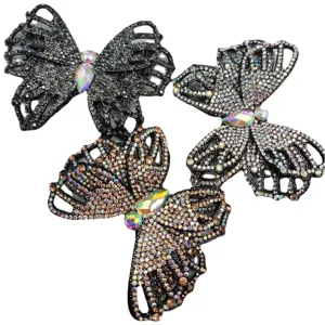 Sparkling crystal butterfly rhinestone apparel patches DIY clothing accessories hair clips