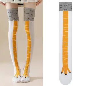 Lustige Hühnerbeine lange Socken neuartige Cartoon Print Oberschenkel hohe Socken Damen