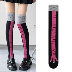 Lustige Hühnerbeine Overknee Socken, Neuheit Cartoon lange Socken für Damen Alltagswelt.