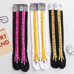 Lustige Hühnerbeine Neuheit lange Socken für Damen, kreative lässige Overknees.