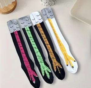 Lustige Hühnerfüße Socken, kreative Tierkralle Druck lange Strümpfe für Frauen Damen.