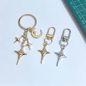 DIY Stella a Quattro Punte Lega Luna Portachiavi Borsa Catena Pendente Gioiello