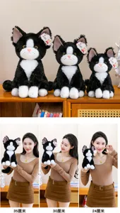 Peluche gatto Devon Rex dolce gattino nero e bianco bambola di peluche regalo di compleanno.